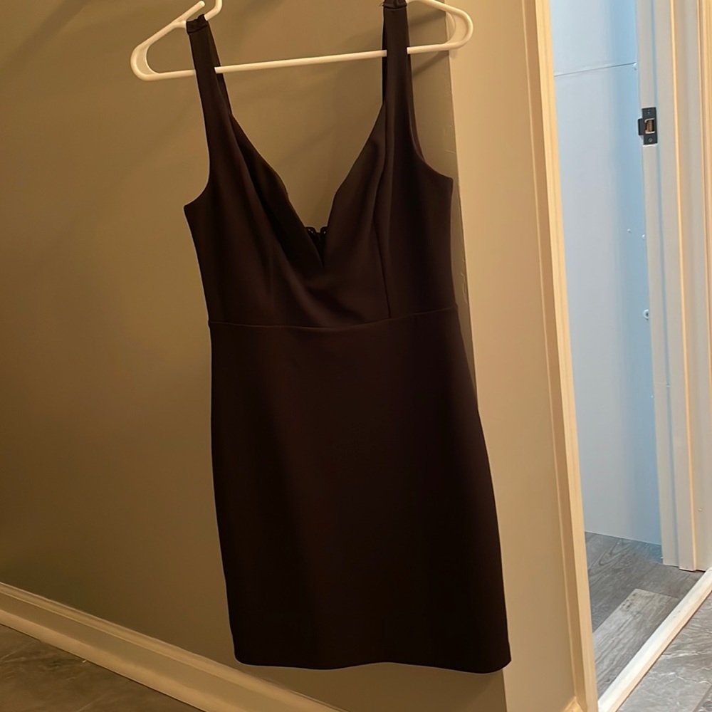 Express Black Bodycon Dress with Deep V Neckline in Size 4